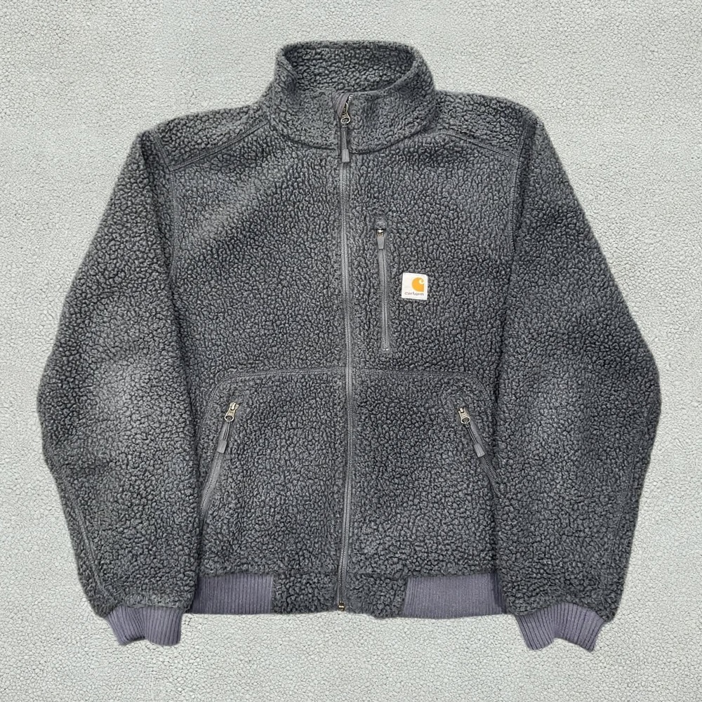 Carhartt Relaxed Fit Sherpa High Pile Fleece Full Zip Jacket Mens M Gray OJ4588